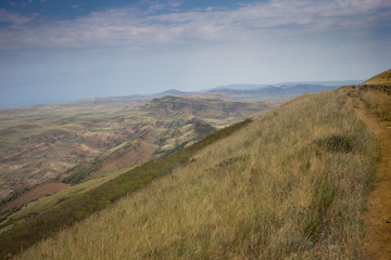 Obraz premium day scene, mount slope, valley. Steppe landscape, top view Georgia the Caucasus
