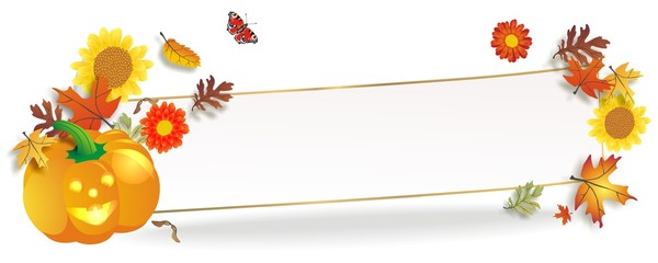 hebstlicher Banner mit Blättern und Kürbis