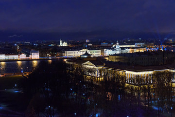 Fototapeta na wymiar View of Neva embankment from the colonnade of St. Isaac's Cathedral. Saint Petersburg. Russia