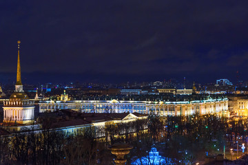 View of Palace Square and Winter Palace from the colonnade of St. Isaac's Cathedral. Saint Petersburg. Russia