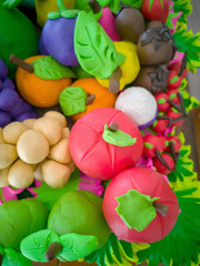Fototapeta na wymiar colorful of fruits made from plasticine clay