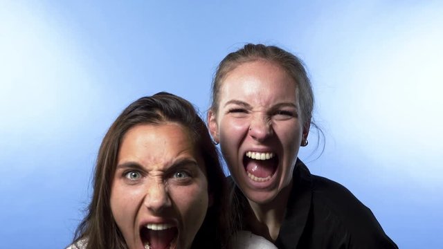 Two Girls Screaming in Studio