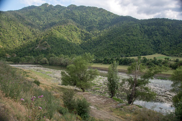 The mountains valley and river