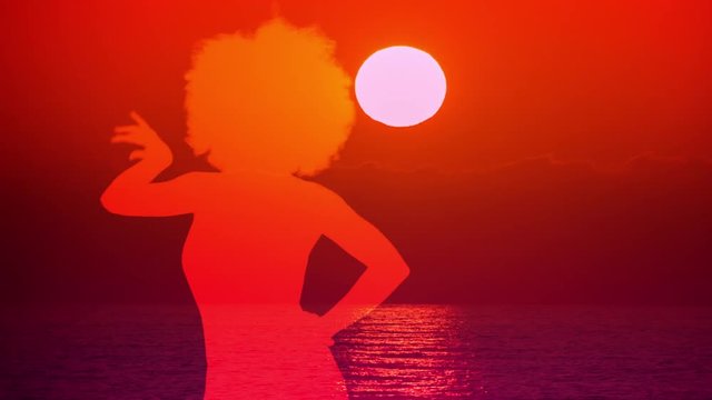 silhouetted shadow dancer sexy woman in disco and club scene