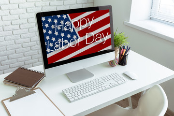 Happy Labor day banner, american patriotic background