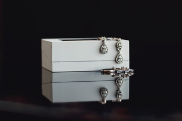 ewelry rings near jewelry boxes. wedding rings, Engagement rings,