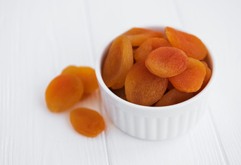 Dried apricots on a table