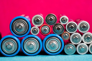 Ecology recycling concept. Many different types used or new battery