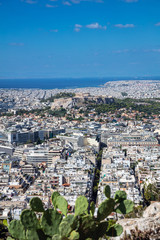 Panoramic aerial view of Acropolis in Athens Greece, view from Lycabettus hill