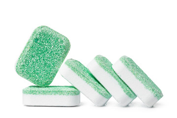 Dishwasher tablets on a white background isolate