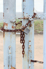 Lock and rusty chain