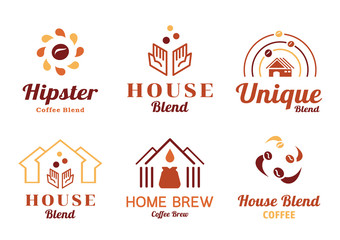 color house blend badge design with coffee beans