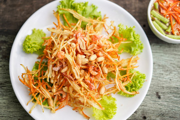 Papaya salad Thailand food.