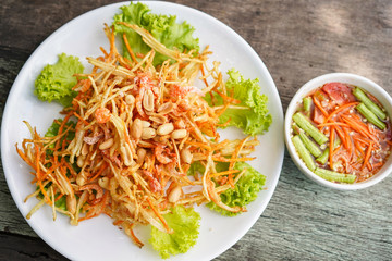 Papaya salad Thailand food.