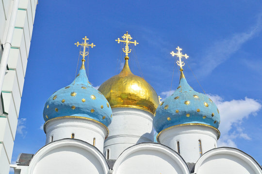 Dome of the Cathedral of the Usensk in the Holy Trinity Sergius Lavra in Sergiev Posad, Russia
