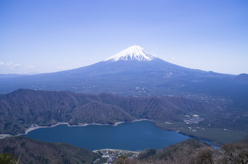 富士山と眼下の西湖