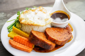 Baked pork with eggs