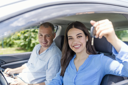 Happy Driving Student With A Car Keys