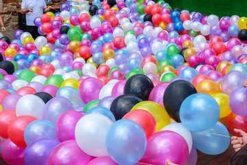 Fototapeta na wymiar Colorful balloons at the children's party IV