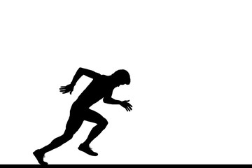 Silhouette  man  running  on white background