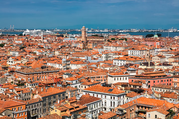 Aerial view of the Venice city, Italy