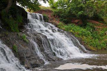 Dzhurinsky (Chervonogorodsky) waterfall in Ukraine