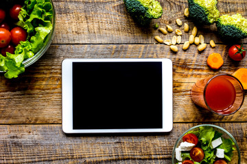 concept diet and tablet with vegetables mock up