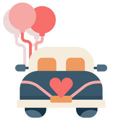 Wedding car flat illustration