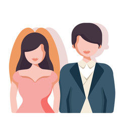 Wedding couple flat illustration