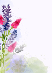 Beautiful hand painted floral background in watercolor style
