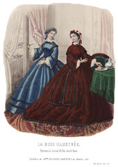 Fototapeta na wymiar Gravure La Mode Illustrée 1862 6