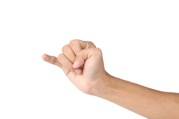 action hand on white background