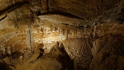 scenery from the inside of a cave