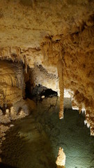 scenery from the inside of a cave