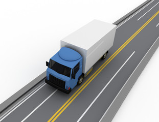 3d car truck on road . 3d rendered illustration