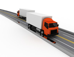 3d car truck on road . 3d rendered illustration