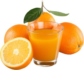 Fresh oranges and juice