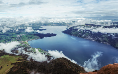 Big natural landscape view of Switzerland from Rigi