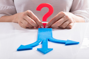 Close-up Of Blue Arrows Showing Various Directions