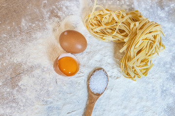 Handmade italian tagliatelle pasta