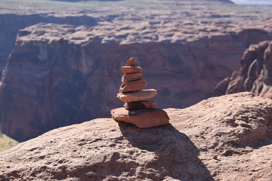 Cairn at the Rim of Horseshoe Bend, Northern Arizona, USA - Powered by Adobe