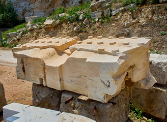A Mutule of the Athenian Acropolis. A rectangular marble block that hangs from the soffit of the...