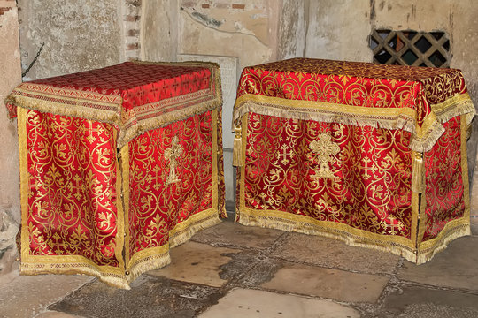 Thessaloniki, Greece - August 16, 2018 :Catacombs of Saint Demetrius, Thessaloniki, the church is believed to be built, the site of the old Roman baths, where Saint Demetrius was executed.