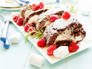 Brownie marshmallow roll