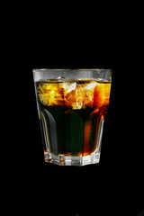 Summer cocktail on isolated black background