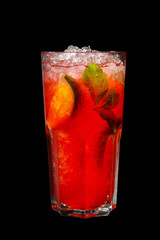 Summer cocktail on isolated black background