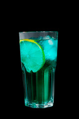 Summer cocktail on isolated black background
