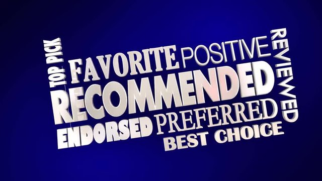 Recommended Referred Approved Word Collage 3d Animation