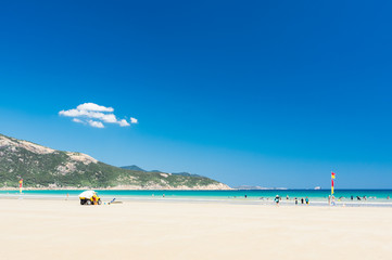 Families on Norman Bay beach on Wilsons Promontory National Park in Gippsland, Australia.