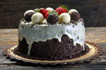 Chocolate cake with bonbon